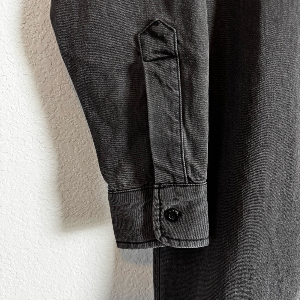 Quince Women's Distressed Denim Black Wash Maxi Shirt Dress Size XS - Picture 4 of 11